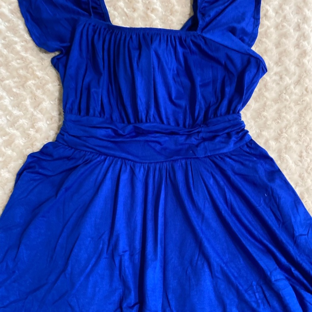 New Women 2XL Rompers Short Sleeve Ruffle Layer Square Neck, back Ribbon Tie - Picture 6 of 9